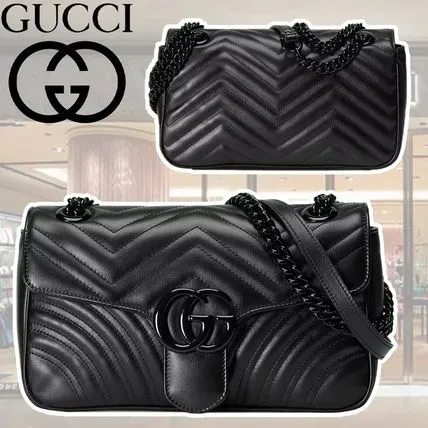 《注目★》Gucci GGマーモント スモールショルダーバッグ 黒／黒